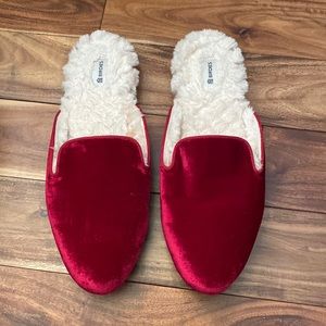 Birdies Red Velvet Slippers